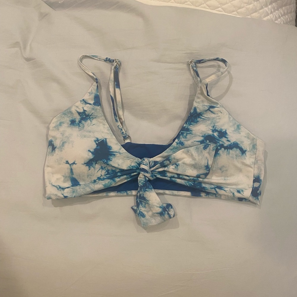 blue tie die swimsuit top